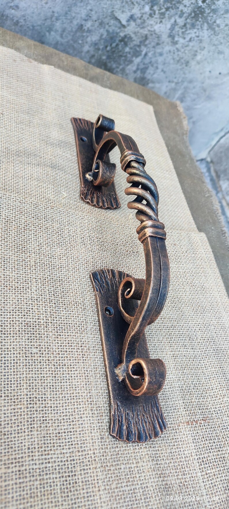 Barn Door Handle Hand Forged Wrought Iron Pull Rustic Heavy Duty Gate ...