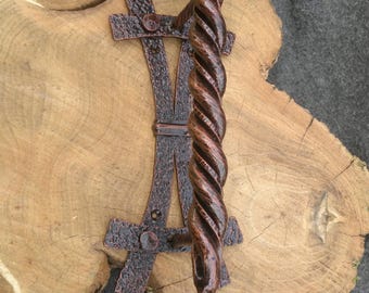 Tirador de puerta de hierro forjado: tirador de flor forjado a mano, herraje rústico, tirador vintage de herrero, tirador de puerta de metal.