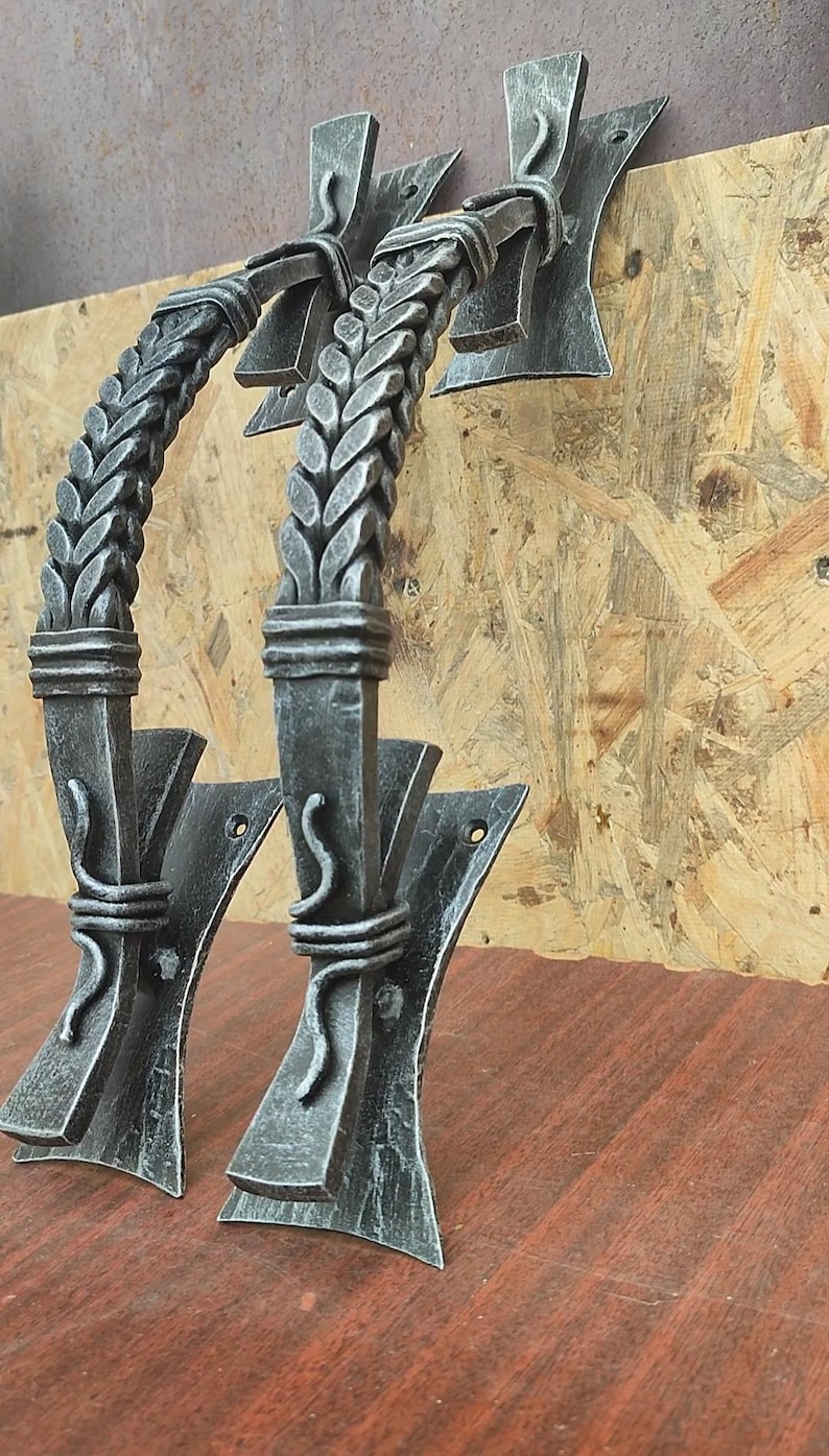 Wrought Iron Door Pull Handle | Hand Forged Braided Twist Design ...