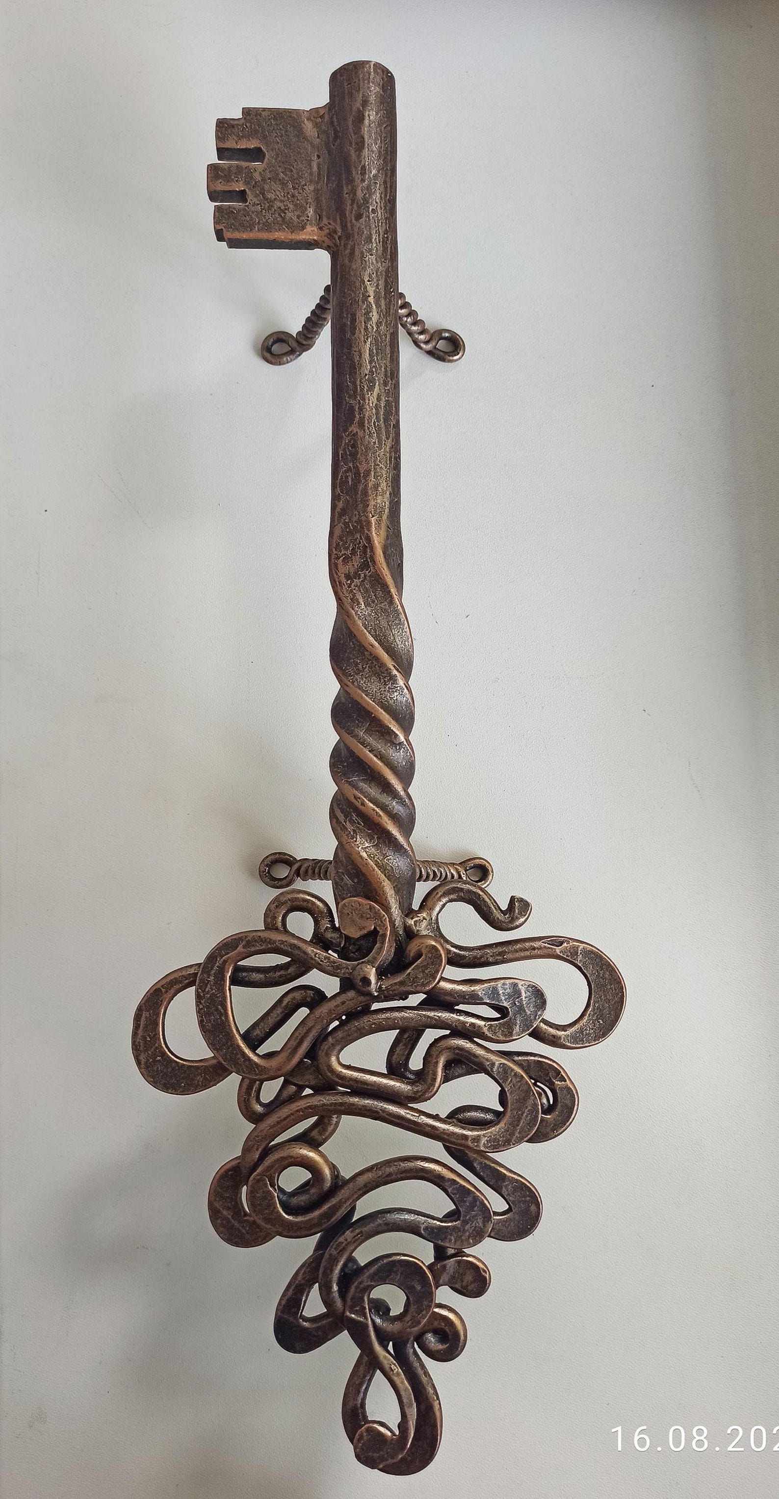 Medeval Key Handle Hand-forged Door Handle, Wrought Iron Handle, Medieval Door Hardware ...