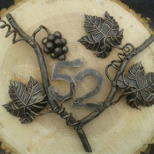 Wrought iron house number metal address plaque custom street number outdoor sign home decor rustic black yard sign handmade modern