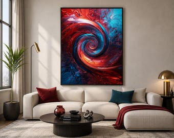 Fractal Wave Poster | Blue & White Geometric Wall Art - Etsy