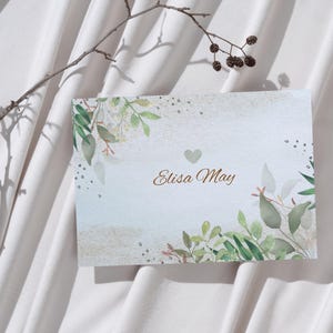 Announcement card for newborn birth card floral design for girl announcement canva template instant download for baby DIY