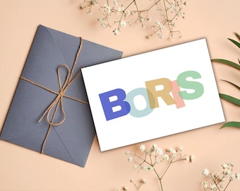 Geboortekaartje voor jongen DIY geboortekaartje Canva template geboortekaartje voor meisje aanpasbaar geboortekaartje minimalistisch ontwerp