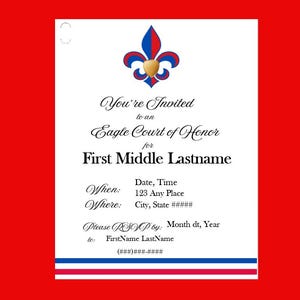 Eagle Scout Court of Honor Invitation Editable Word Doc Template BSA logo NOT included