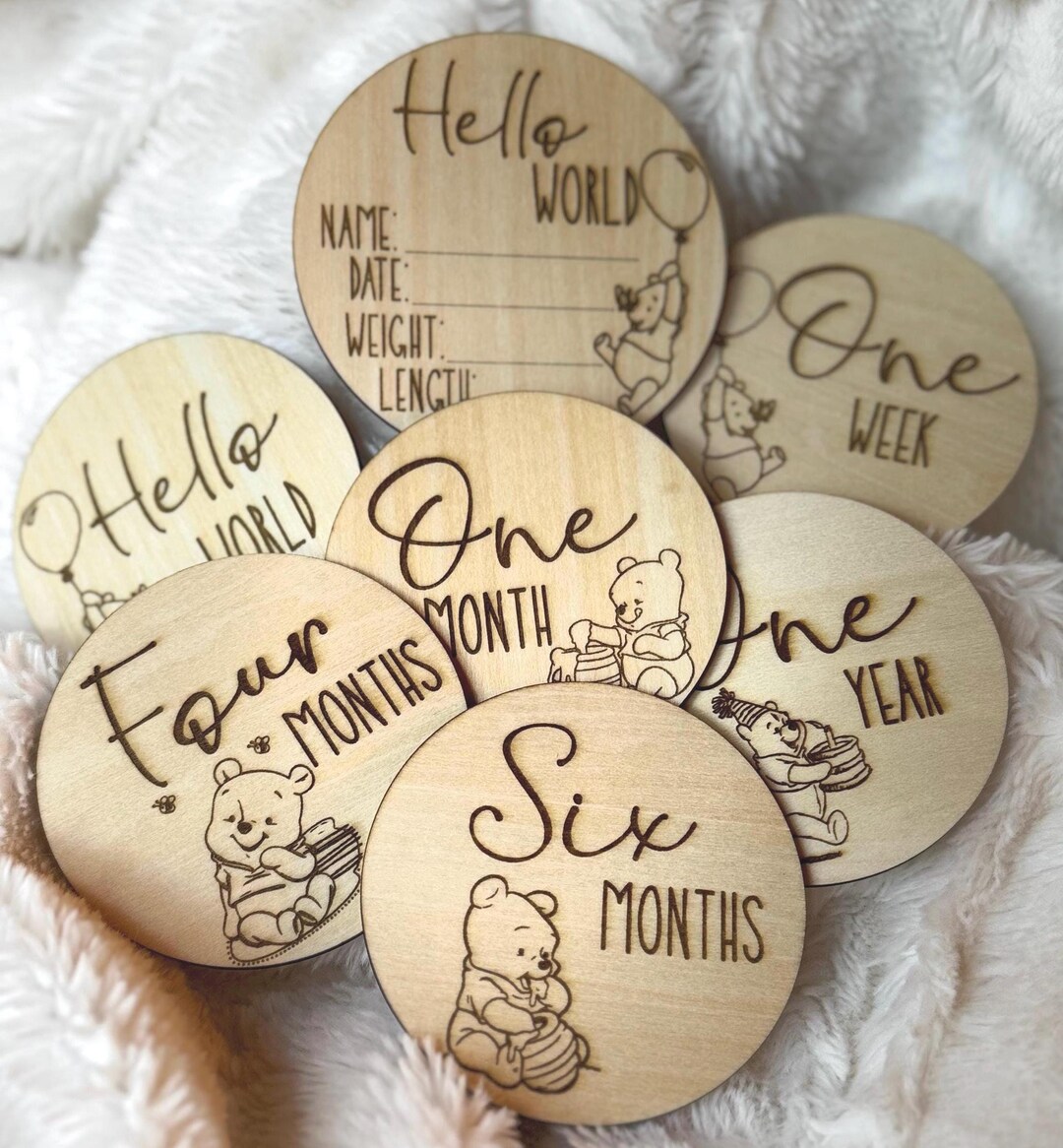 Winnie the Pooh Baby Monthly Milestone and Photo Markers | Wooden Baby ...