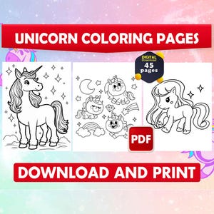 Unicorn Coloring Book for Kids: Magical Printable Activity Pages (Digital Download)