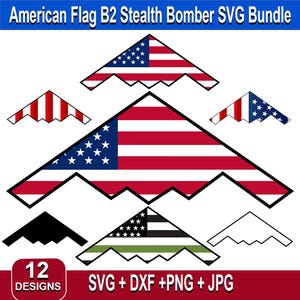 B2 Stealth Bomber American Flag Design: 4th of July Clipart (Digital Download)