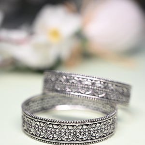 Oxidized Sterling Silver Jali Bangle: Indian Ethnic Chudi Bracelet