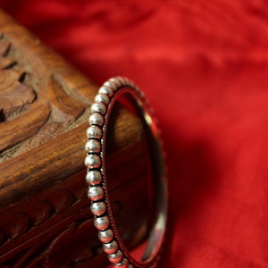 Oxidized Sterling Silver Ball Bangle: Indian Ethnic Chudi