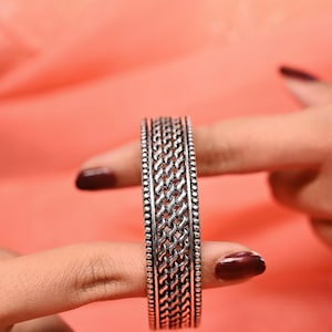 Handcrafted Sterling Silver Jali Bangle: Indian Oxidized Chudi