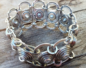 Chunky Bracelet, Recycled and Eco-Friendly, Quality Riveted Metal Bracelet, Aluminium and Stainless Steel, with Forged Steel Clasps, Unique