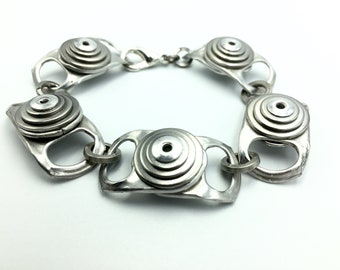 Plain Silver Bracelet, Recycled Ringpulls, Repurposed Flat Washers, Riveted Bracelet, Eco Friendly Jewellery, Handmade in UK