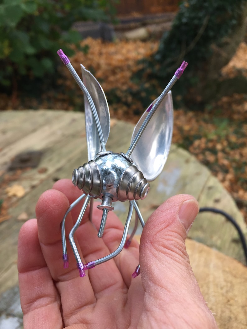 Make a Mini Metal Bug, DIY Craft Kit, Metalwork, Age 10, Learn to Rivet. Recycled Components, Rivets, Full Instructions Included. Purple