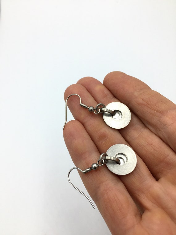 Stainless Steel Washer Earrings, Repurposed Hardware, Simple