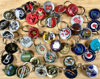 Bottle Top Keyring, Upcycled / Recycled Beer Bottle Caps, Gift for Him, Stocking Filler, UK Handmade