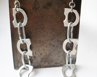 Long Dangle Super Lightweight Earrings, Aluminium and Zinc Steel, Hypo-Allergenic Surgical Steel, Eco Friendly, Recycled