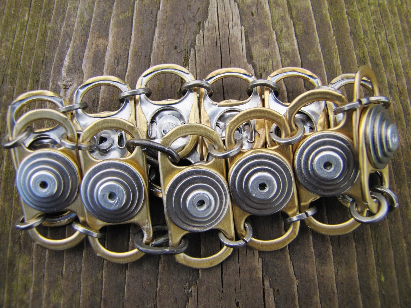 Chunky Gold Riveted Bracelet Recycled Eco Friendly Gold Etsy