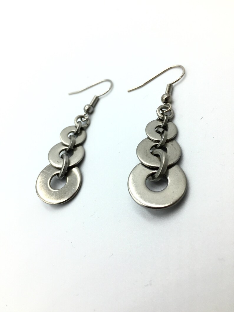 Repurposed Hardware Earrings Stainless Steel Washer Earrings Etsy