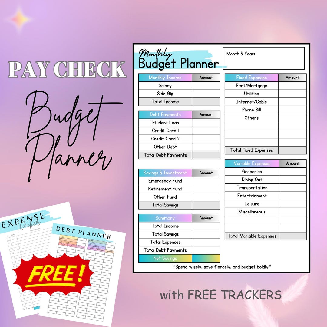 Paycheck Budget Planner, Editable Budget Planner on Canva, PDF ...