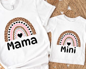 Mama Mini Matching Shirts, Leo Rainbow Print, Mother's Day Gift