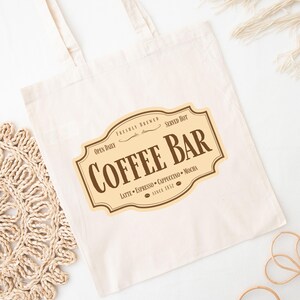 Coffee Tote Bag, Coffee Bar Bag, Coffee Lover Gift, Canvas Tote Bag Coffee, Barista Bag, Mother&#39;s Day Gift, Coffee Lover Tote Bag