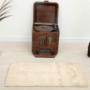 2x3 Turkish Beige  Brown Rug, 2x3 Doormat, Tiny Oushak Rug, Vintage Small Mat, Kilim Bath Mat, Boho Mat, Handwoven Wool Mat, 1.6X3.2Ft