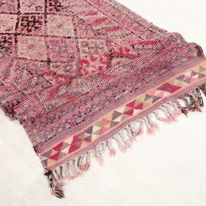 3X13 Pink Runner, Turkish Vintage Rug, Handmade Wool Organic Runner, Hall Kitchen Runner, Faded Corridor Rug, Bohemian Runner, Oushak Runner