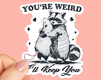 Funny Raccoon Opossum Possum Stickers, You’re Weird I’ll Keep You Sticker, Bestie Sticker, Funny Friend Gift