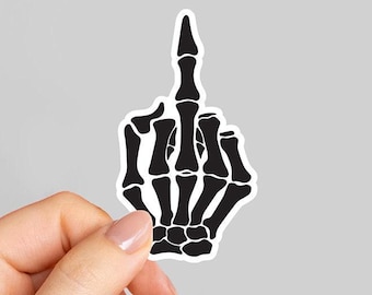 F*ck You Skeleton Sticker, Middle Finger Skeleton Sticker, Skeleton Hand Sticker, Laptop Sticker, Notebook Sticker, Water Bottle Sticker