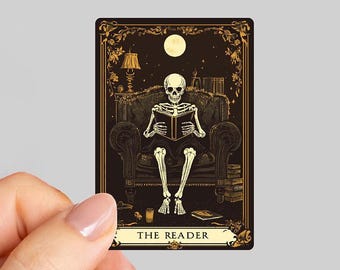 The Reader Black Tarot Card Sticker, Bookish Sticker, BookTok Reading Journal Sticker for Librarian, Book Lover Gift