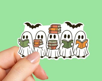 Reading Ghosts Vinyl Stickers, Booktok Sticker, Spooky Ghost Sticker, Halloween Sticker, Laptop stickers, Tumbler sticker