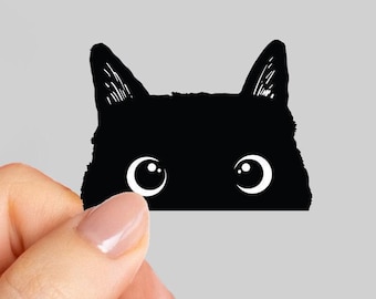 Black Head Cat Sticker, Black peeking cat Sticker, Gift for Cat Mom, Cat Lover, Tumbler sticker, Water bottle sticker, laptop sticker