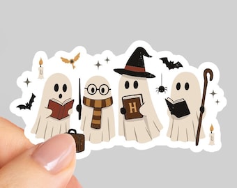 Cute Spooky Wizard Ghost Sticker, Spooky Ghost Sticker, Laptop Sticker, Water Bottle Sticker, Ghost Halloween Sticker, Bookish Ghost sticker