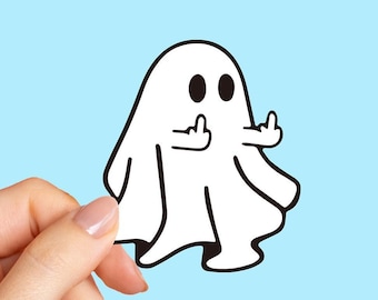 Middle Finger Ghost sticker, Ghost Flip Off Stickers, Spooky Ghost Sticker, Halloween Sticker, Laptop stickers, Tumbler sticker