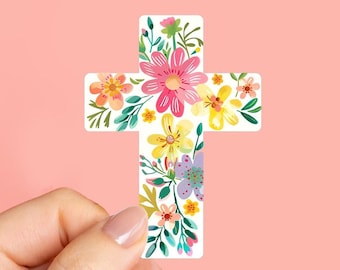 Floral Cross Sticker, Cross Sticker, Religion Sticker, Believe Sticker, Christian Stickers, Jesus Stickers, God Faith Stickers