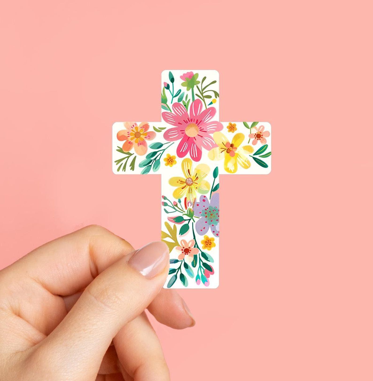 Floral Cross Sticker, Cross Sticker, Religion Sticker, Believe Sticker ...