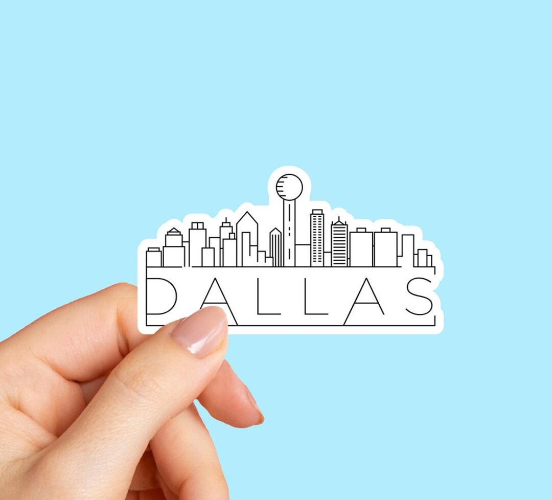 Small Dallas Sticker Dallas Skyline Sticker, Dallas Texas TX Skyline Stickers, Water Bottle ...