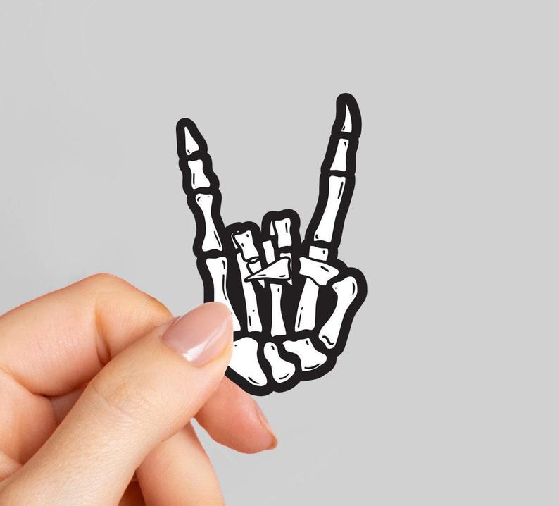 Rock Skeleton Sticker, Skeleton Sticker, Rock and Roll Sticker, Skeleton Hand Sticker, Laptop Sticker, Water Bottle Sticker image 1