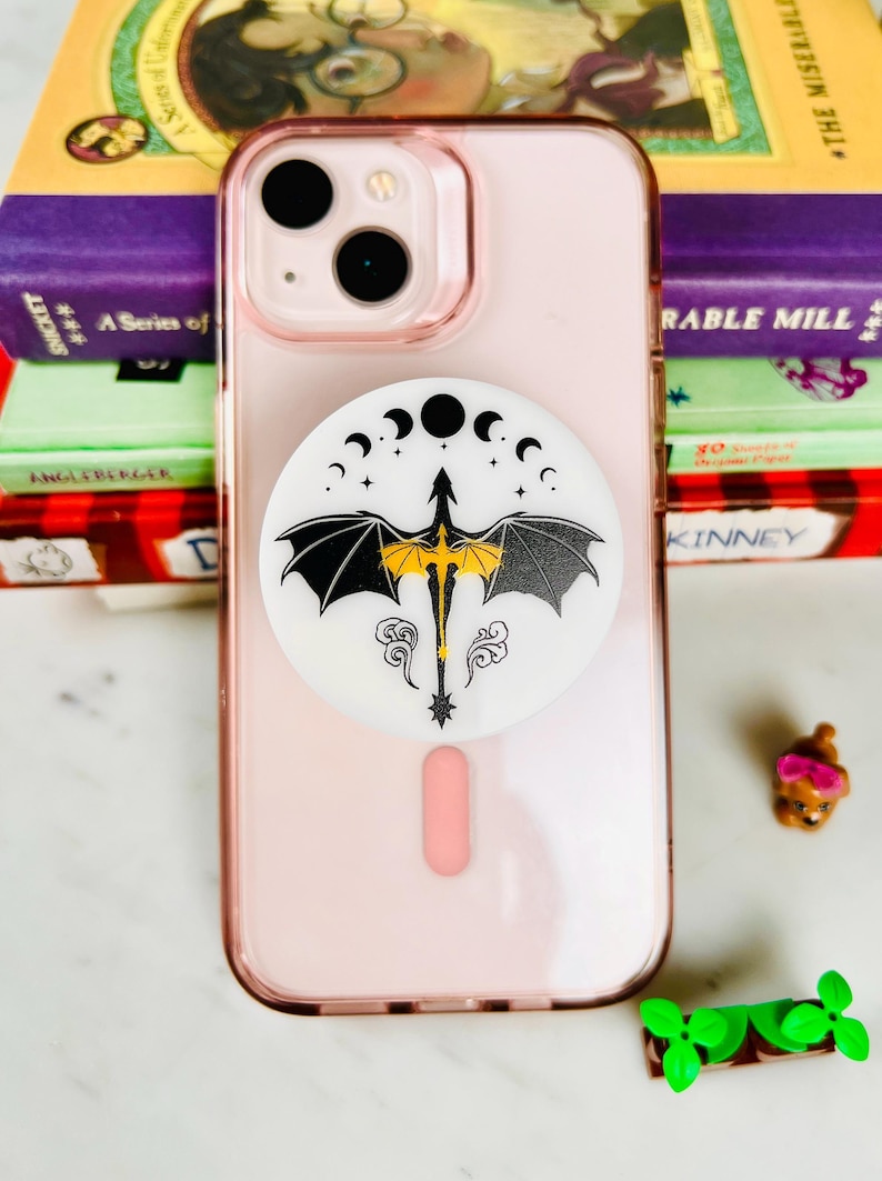 Middle Finger Ghost Grip,Fantasy Phone grip, Dragon Magsafe grip, Kindle Grips, Bookish Accessory, Spooky Ghost Kindle Grips, Halloween Gift 2-Dragon