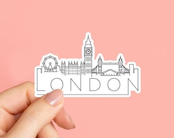 London skyline sticker, travel stickers, Britain, Best friend gift, birthday gift, Skyline Stickers, Water bottle sticker, Laptop sticker