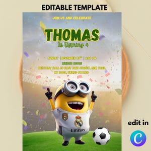 Editable Minions Birthday Party Invitation Template / Minions Birthday Party Invitation Template for Kids / Kids Birthday Party Invitation