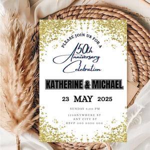 Editable 50th Wedding anniversary Invitation Template / Wedding Anniversary Invitation Template /  Editable 50th Anniversary Invitation