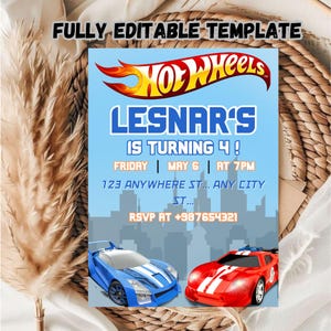 Editable Best Racing Car Invitation Template / Editable hot Wheels Racing Car Invitation Template / Racing Car Invitation Template