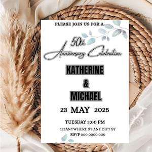 Editable Wedding Anniversary Invitation Template / 50th Wedding Anniversary Invitation Template / Best Wedding Anniversary Invitation