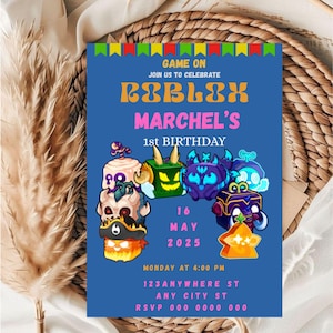Editable Roblox Birthday Invitation Template / Kids Birthday Invitation Template / Roblox Birthday Invitation Template