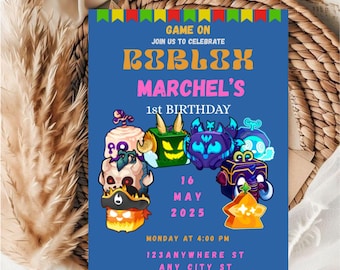 Editable Roblox Birthday Invitation Template / Kids Birthday Invitation Template / Roblox Birthday Invitation Template