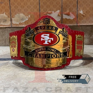 SF 49ers Super Bowl Champions Replica Belt - San Francisco 49ers Fan Gear, Personalized SF Fan Collectible