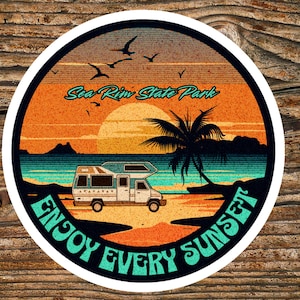 Sea Rim Texas State Park vinylsticker souvenir, bekerstickers, laptopstickers, camper kamperen| Cadeaus, wandeluitrusting, visstickers