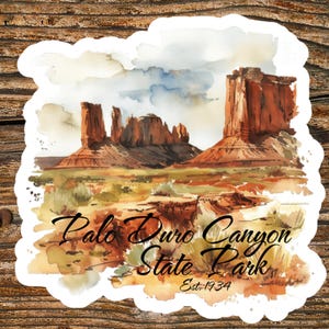 Palo Duro Canyon Texas State Park Vinyl Sticker Souvenir Gifts, Tumbler Stickers, RV Camping Stickers, Hiking Gifts, Fishing Decals